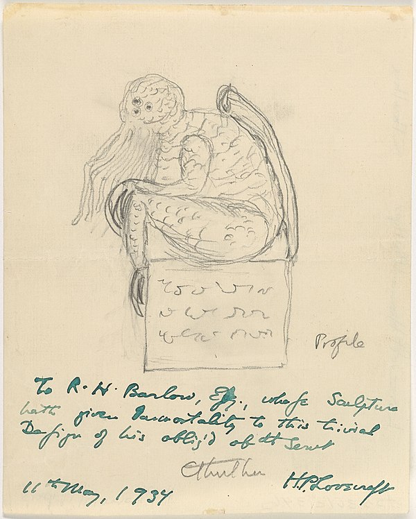 A sketch of Cthulhu drawn by Lovecraft, May 11, 1934