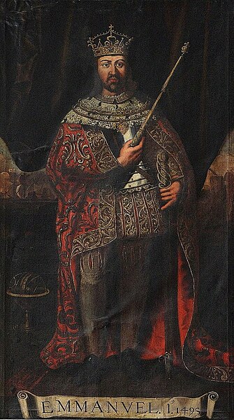 Portrait of King Manuel I at Sala dos Capelos in the University of Coimbra.