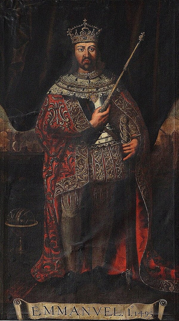 Portrait of King Manuel I at Sala dos Capelos in the University of Coimbra.