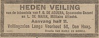 A Advertentie veiling Lange Voorhout 1 juli 1919