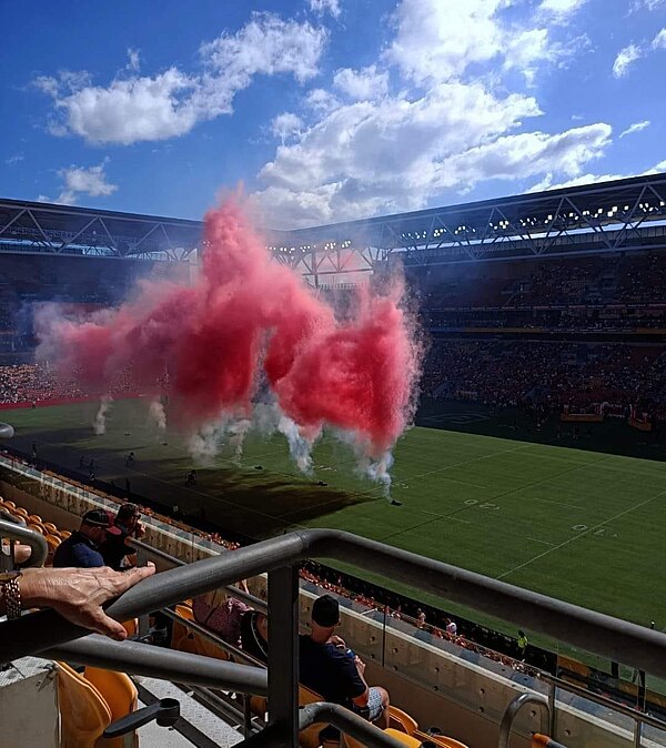 Dolphins flares at Suncorp Stadium