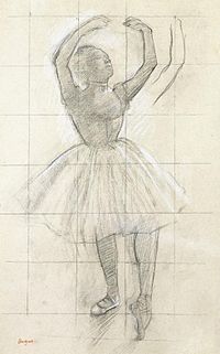 Preparatory drawing Edgar Degas - Study for a dancer with arms raised (chalk, 1874) - 2.jpg