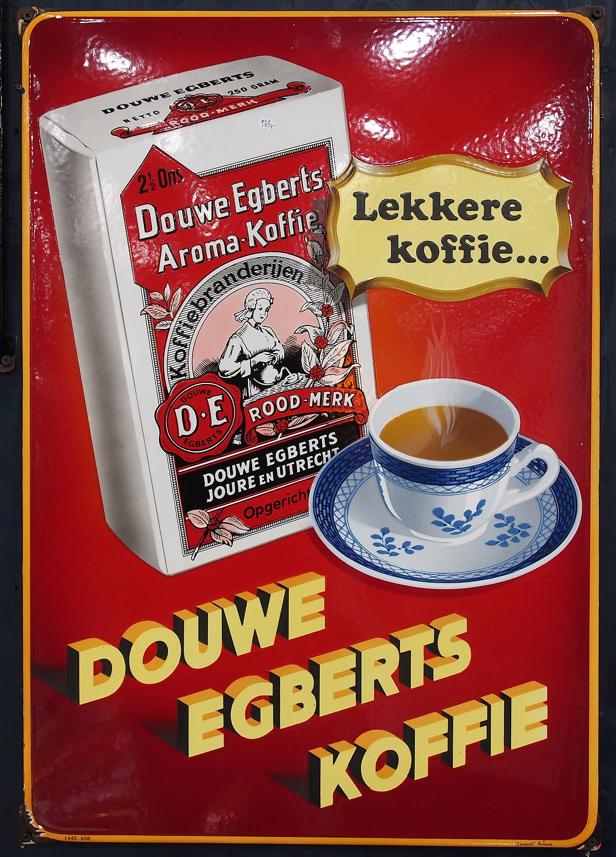 Ontwaken Rijpen zelfstandig naamwoord File:Enamel advertising sign, douwe Egberts Koffie, Langcat Bussum.JPG -  Wikimedia Commons