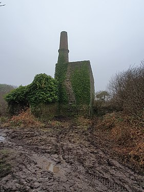 Engine house at a kaolin quarry (1758-1942). Cornwall, UK