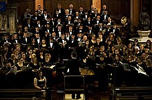 Chorus performing Poulenc's Gloria in St. Cuthberts Parish Church, Edinburgh Eums chorus stcuthberts burns.jpg