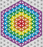 "Flower of Life" design created by a grid of overlapping circles.