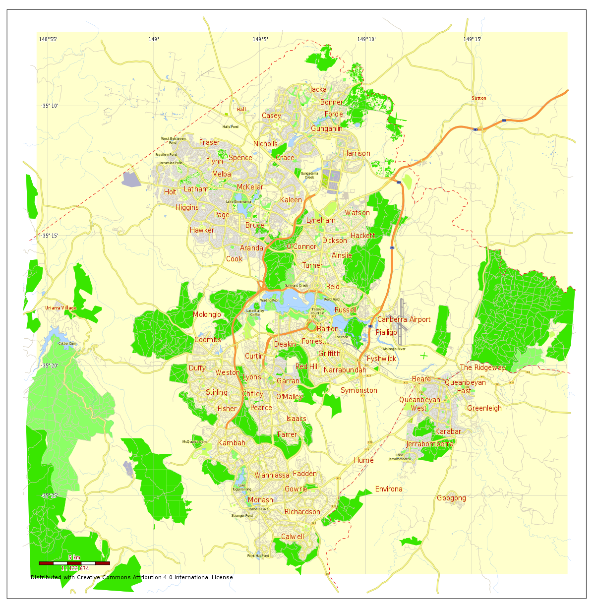 Berkas Free Printable And Editable Vector Map Of Canberra Australia Svg Wikipedia Bahasa Indonesia Ensiklopedia Bebas