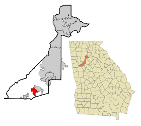 Fulton County Georgia Incorporated and Unincorporated areas Fairburn Highlighted.svg
