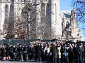 People outside the National Cathedral, following the funeral of Gerald Ford.