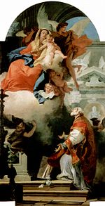 Madonna in Gloria col Bambino e San Filippo Neri, Pala del 1739-40 di G.B. Tiepolo nella chiesa di San Filippo Neri.