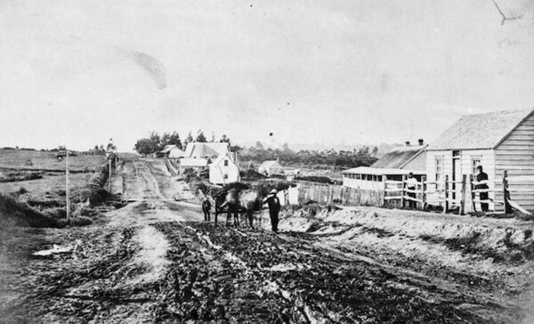 Great South Road at Papakura, photographed between 1863 and 1867