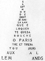 Calligram about the Eiffel Tower by Guillaume Apollinaire
