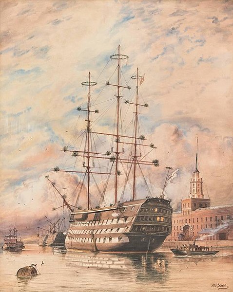 File:HMS Victory decorated with holly and mistletoe on Christmas Day.jpg