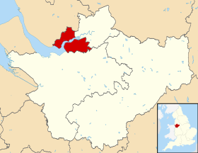 Pozicija Haltona na karti Grofovije Cheshire