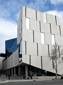 The Hawke Building on North Terrace, Adelaide at the UniSA City West campus.
The Samstag Museum is located on the first two levels of the front corner of the building. Hawke Building, UniSA.jpg