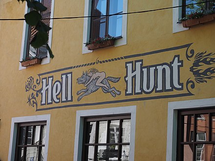 Hell Hunt is easily identifiable by its wall sign.