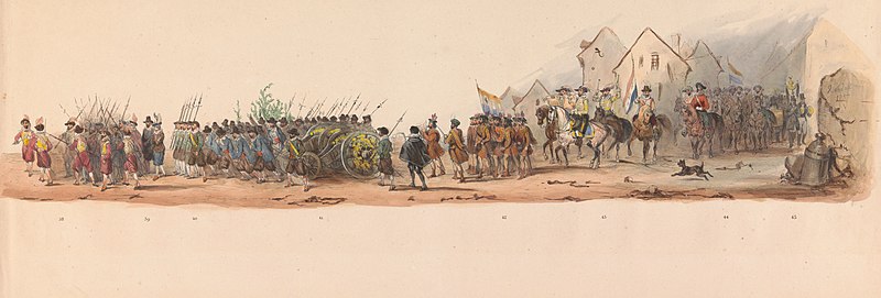 File:Historische optocht bij het tweede eeuwfeest van de Utrechtse Hogeschool, 1836 (plaat 10) Optogt des Nederlandschen Legers naar Ostende, den 3 July 1600, daags na de overwinning by Nieuwpoort volgens, BI-B-FM-129-20.jpg