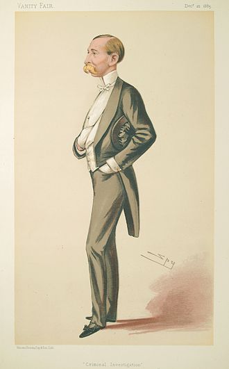 Caricature of Sir Howard Vincent by Spy published in Vanity Fair in 1883. Howard Vincent, Vanity Fair, 1883-12-22.jpg