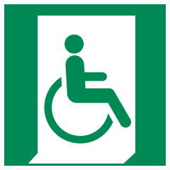 E030 – Emergency exit for people unable to walk or with walking impairment (right)