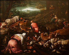 Animals boarding Noah's Ark