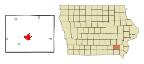 Jefferson County Iowa Incorporated and Unincorporated areas Fairfield Highlighted.svg
