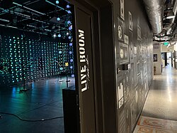 The live room seen from the studio hallway, with lighting inspired by twinkly Christmas lights KEXP Live Room from Hallway.jpg