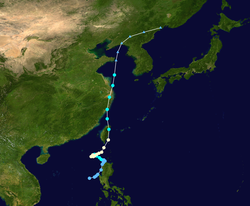 中度颱風啟德的路徑圖