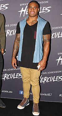 Naiqama at the premiere of Hercules in 2014 Kevin Naiqama Hercules 2014.jpg