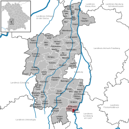 Läget för Klosterlechfeld i Landkreis Augsburg