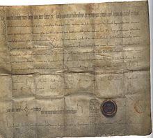Royal charter of Conrad I. Donation to the Fulda monastery on 12 April 912. KonradUrkunde0001.jpg
