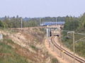 English: A TGV Atlantique on the Bretagne branch of the LGV Atlantique, going over the Aquitaine branch near the Courtalain bifurcation. Français : Un TGV Atlantique sur la branche Bretagne de la LGV Atlantique, passant au-dessus des voies de la branche Aquitaine à quelques centaines de mètres de la bifurcation de Courtalain.