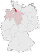 Lage des Landkreises Stade in Deutschland