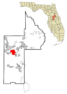 Florida County Lake County Beépített és be nem épített területek Yalaha Highlighted.svg