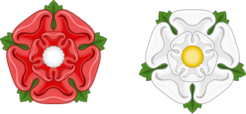 Le rose di Lancaster (rosso) e York (bianco)
