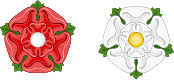 Lancasterin (punainen) ja Yorkin (valkoinen) ruusut