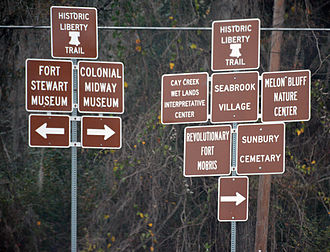 Liberty County has a "Liberty Trail" of its historic sites. Liberty trail, Liberty County, GA, USA.JPG