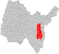 Location of the CC du Valromey in the Ain department