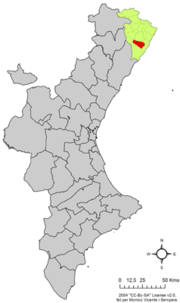 Localização do município de Santa Magdalena de Pulpis na Comunidade Valenciana