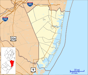 Map showing the location of Manahawkin Wildlife Management Area