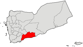 Harta guvernoratului Abyan în cadrul Yemenului