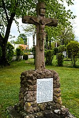 Cemetery cross and gravestones