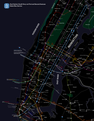 A geographically correct map of the M15 Select Bus Service, showing all stations and connections. The route is shown in turquoise. M15-SBS-Map.png