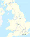 M23 motorway (Great Britain) map