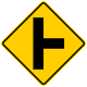 Side road at a perpendicular angle to the right