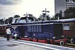 A Verein Verkehrsamateure und Museumsbahn 5-ös pályaszámú 850 D-je Berlin Olympiastadion vasútállomáson
