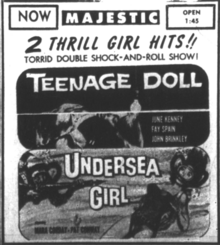 Advertisement from 1957 for Teenage Doll and co-feature, Undersea Girl Majestic Theatre Ad - 29 October 1957, Abilene, TX.png