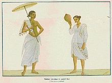 Nasranis or Syriac Christians of Kerala in ancient days (from an old painting). Photo published in the Cochin Government Royal War Efforts Souvenir in 1938 Malabar Christians of 19th century.jpg