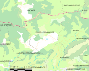 Poziția localității Pradelles-Cabardès