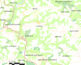 Mapa obce Coupiac