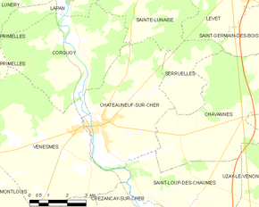 Poziția localității Châteauneuf-sur-Cher